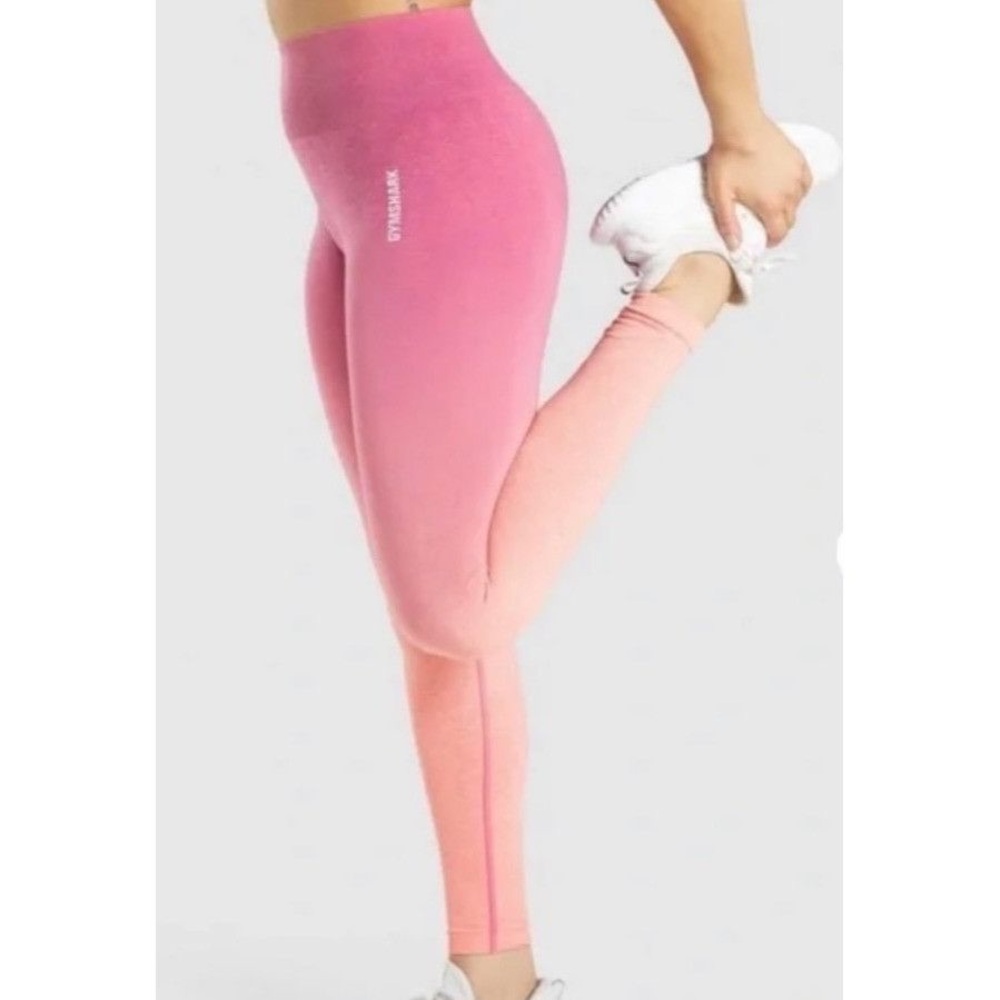 Gymshark Compression Mid Rise Running Training Tights (Women's‎ XS OmbrePink )